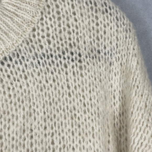 Mersea Womens Pisa Loose Knit Sweater OS Wool Blend Ivory‎ Pink Striped Coquette - Picture 3 of 8